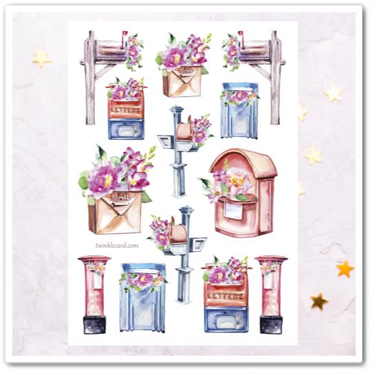 Наклейки "Цветы в почтовых ящиках"