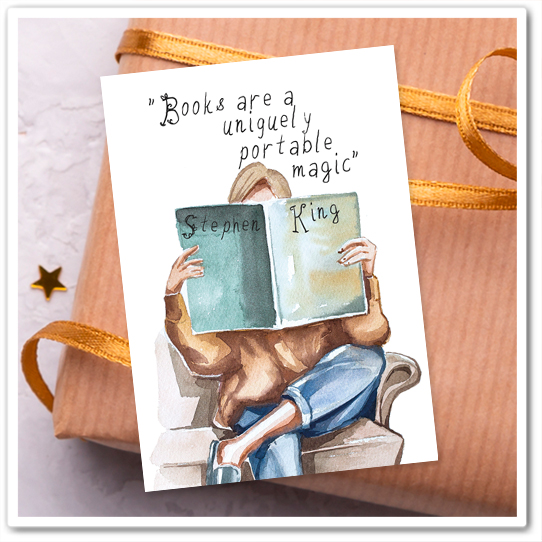 Mini-открытка "Books are a uniquely portable magic"