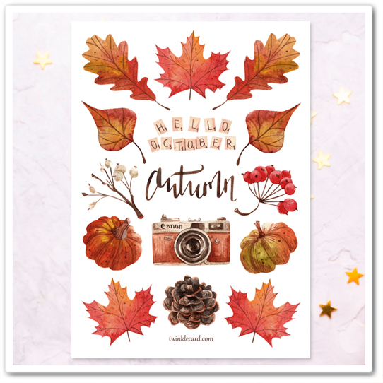 Наклейки "Привет, октябрь"