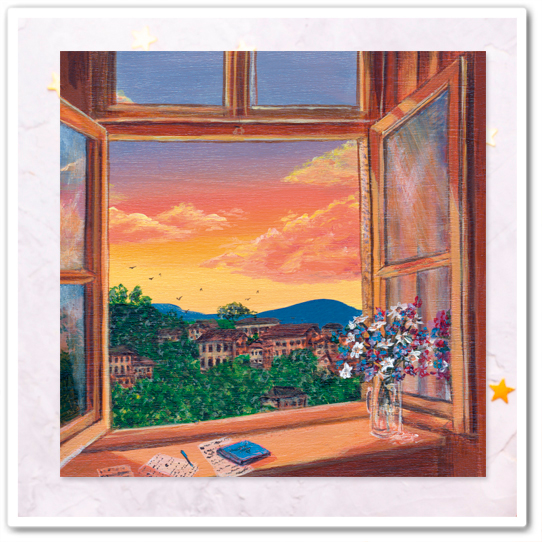 Окно. Летний закат