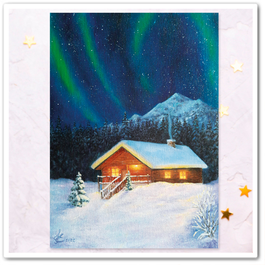 Зимний пейзаж с сиянием