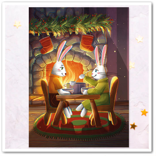 Зайчики. Ужин у камина