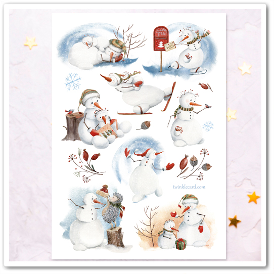 Наклейки "Снеговики"