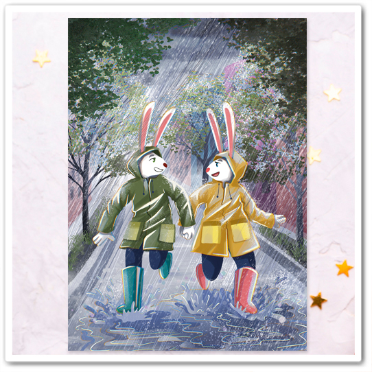 Зайчики. По лужам