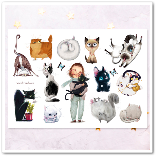 Наклейки "Элен и её коты"