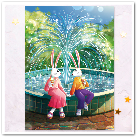 Зайчики. У фонтана