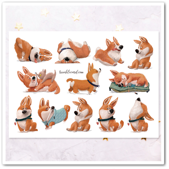 Наклейки "Корги"