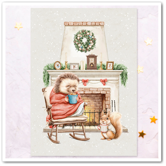 Ёж и белка пьют какао