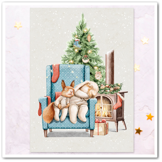 Бельчонок и крольчонок задремали