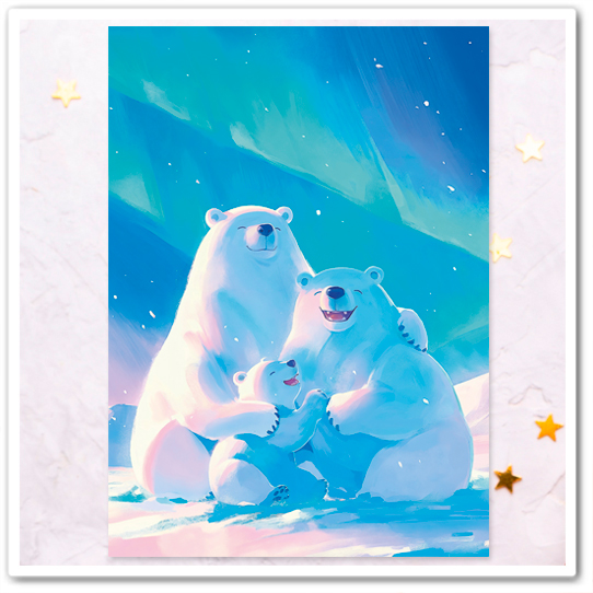 Семья белых медведей