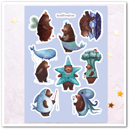 Наклейки "Миша. Морской"