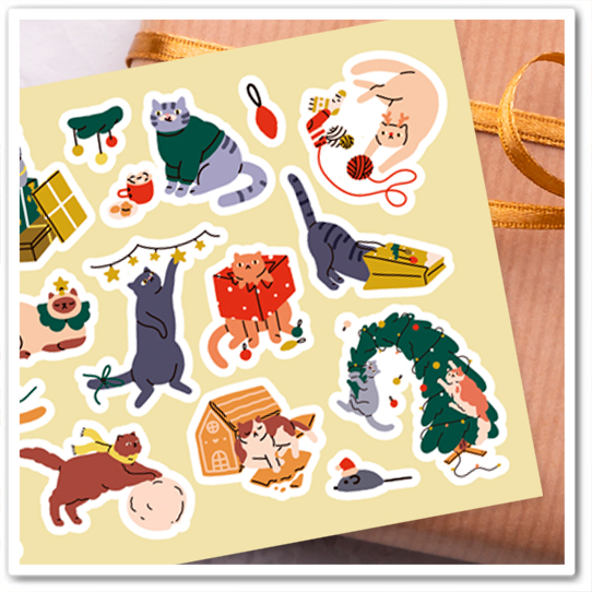 Наклейки "Новогодние котики"