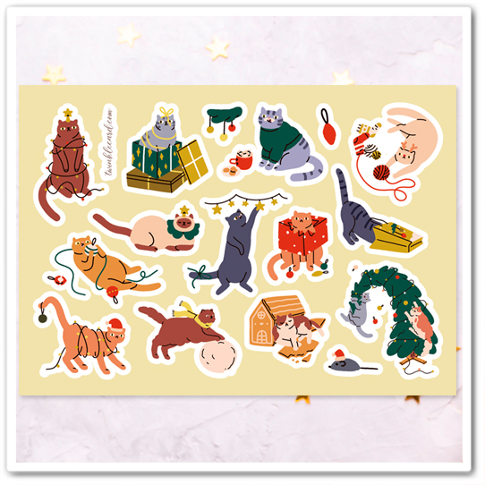 Наклейки "Новогодние котики"