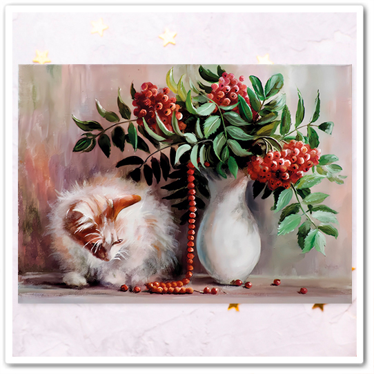 Коты и букеты. Рябина