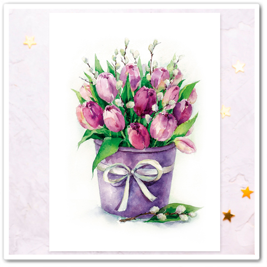 Кашпо с тюльпанами