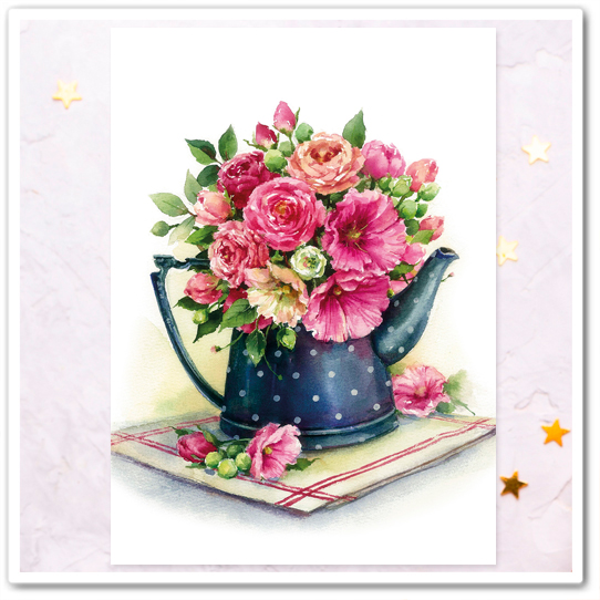 Букет с мальвой и ранункулюсами