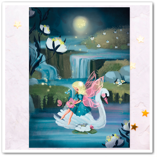 Волшебное озеро. Фея на лебеде