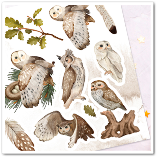Наклейки "Совы в лесу"