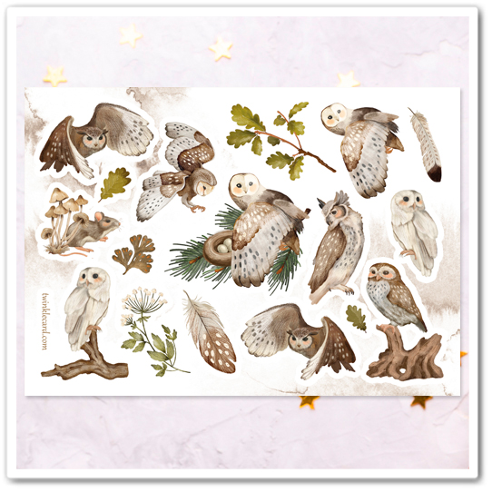 Наклейки "Совы в лесу"