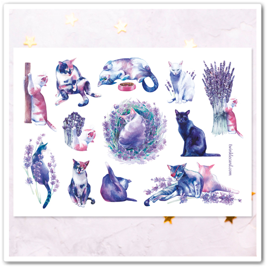 Наклейки "Коты в лаванде"