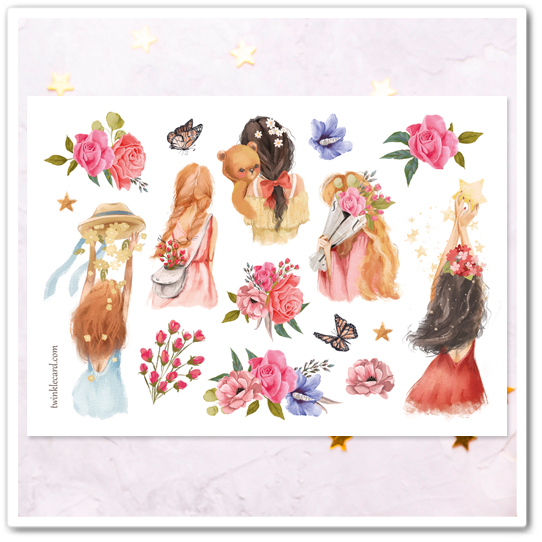 Наклейки "Девушки и цветы"