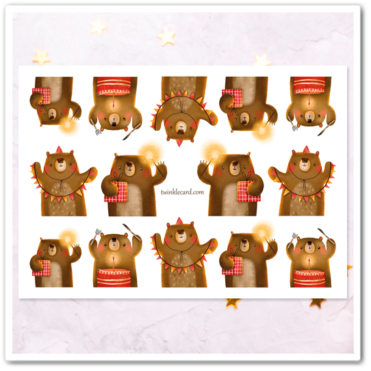 Наклейки "Праздничный мишка"