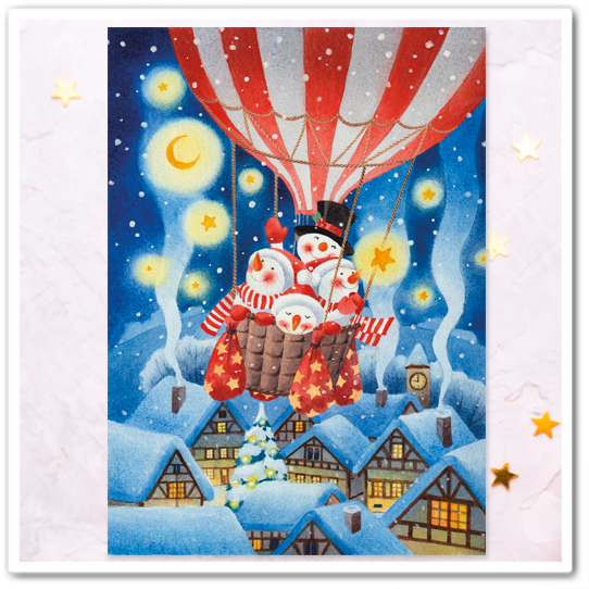 Снеговики. На воздушном шаре