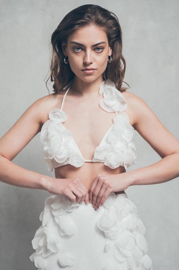 БРА-ТОП С ЛЕПЕСТКАМИ БЕЛЫЙ