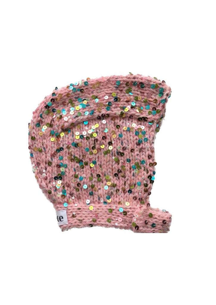 Чепчик с пайетками розовый