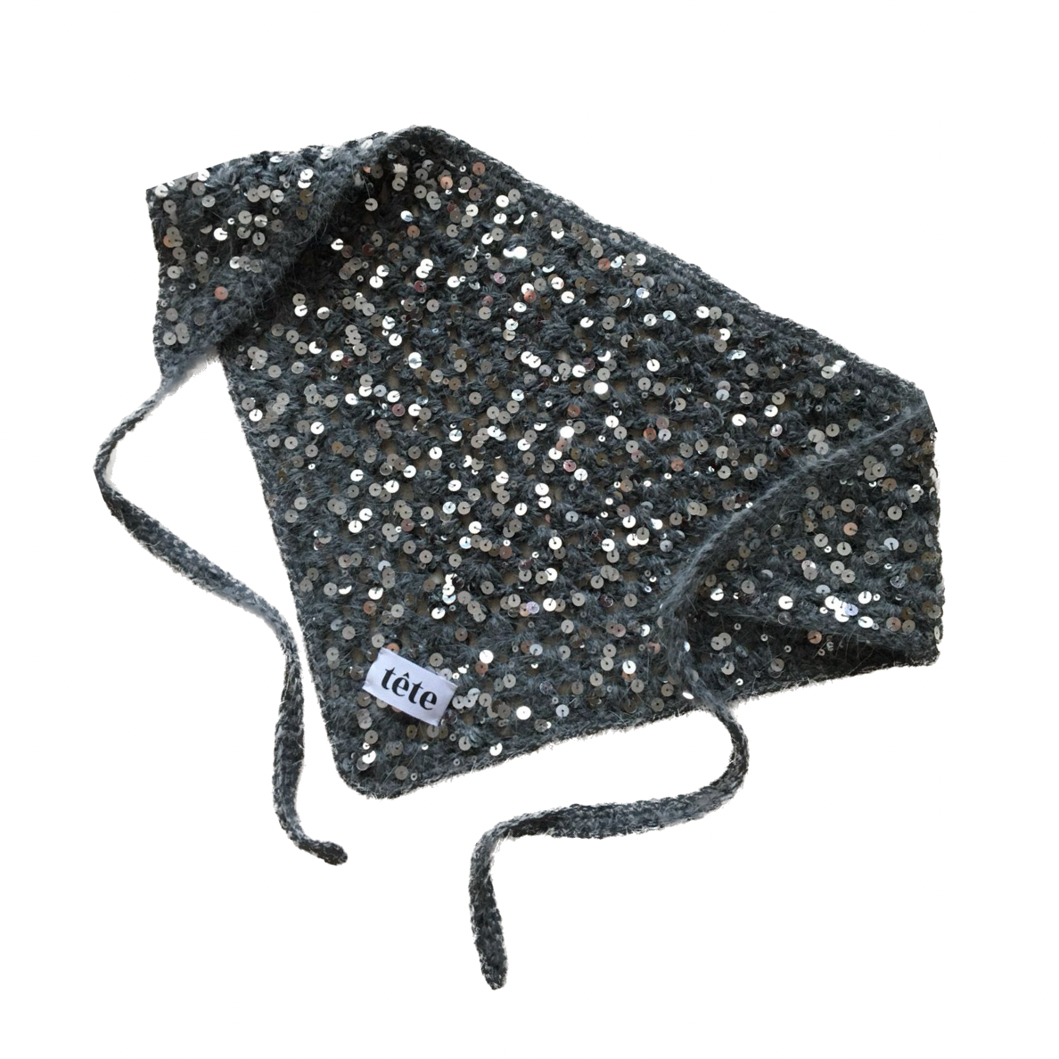 Косынка с пайетками серая