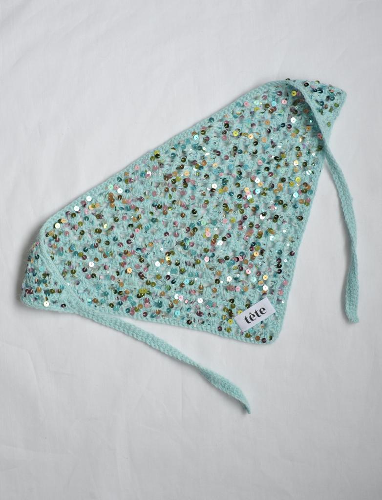 Косынка с пайетками мятная (пух кролика)