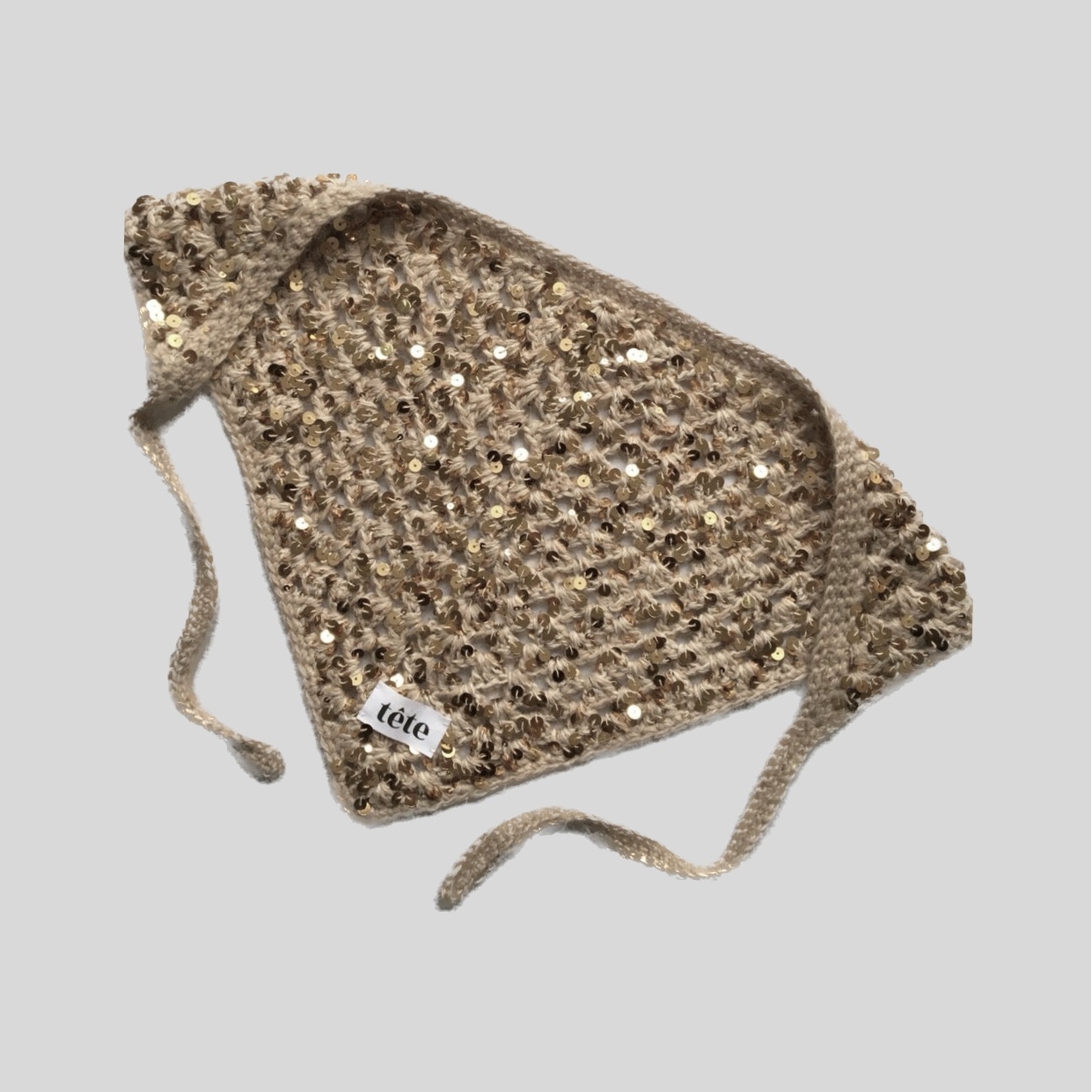 Косынка с пайетками бежевая