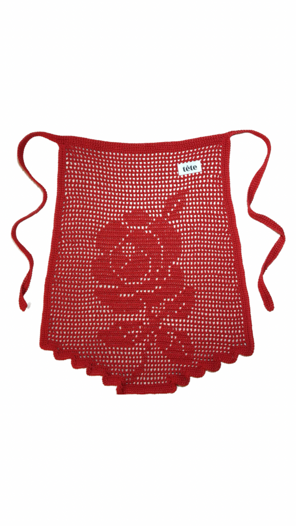 Фартук с розой красный