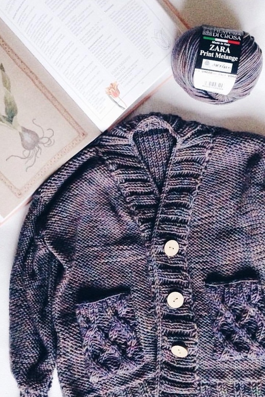 Видео-мастеркласс по вязанию КАРДИГАНА со спущенным плечом, полочками и карманами