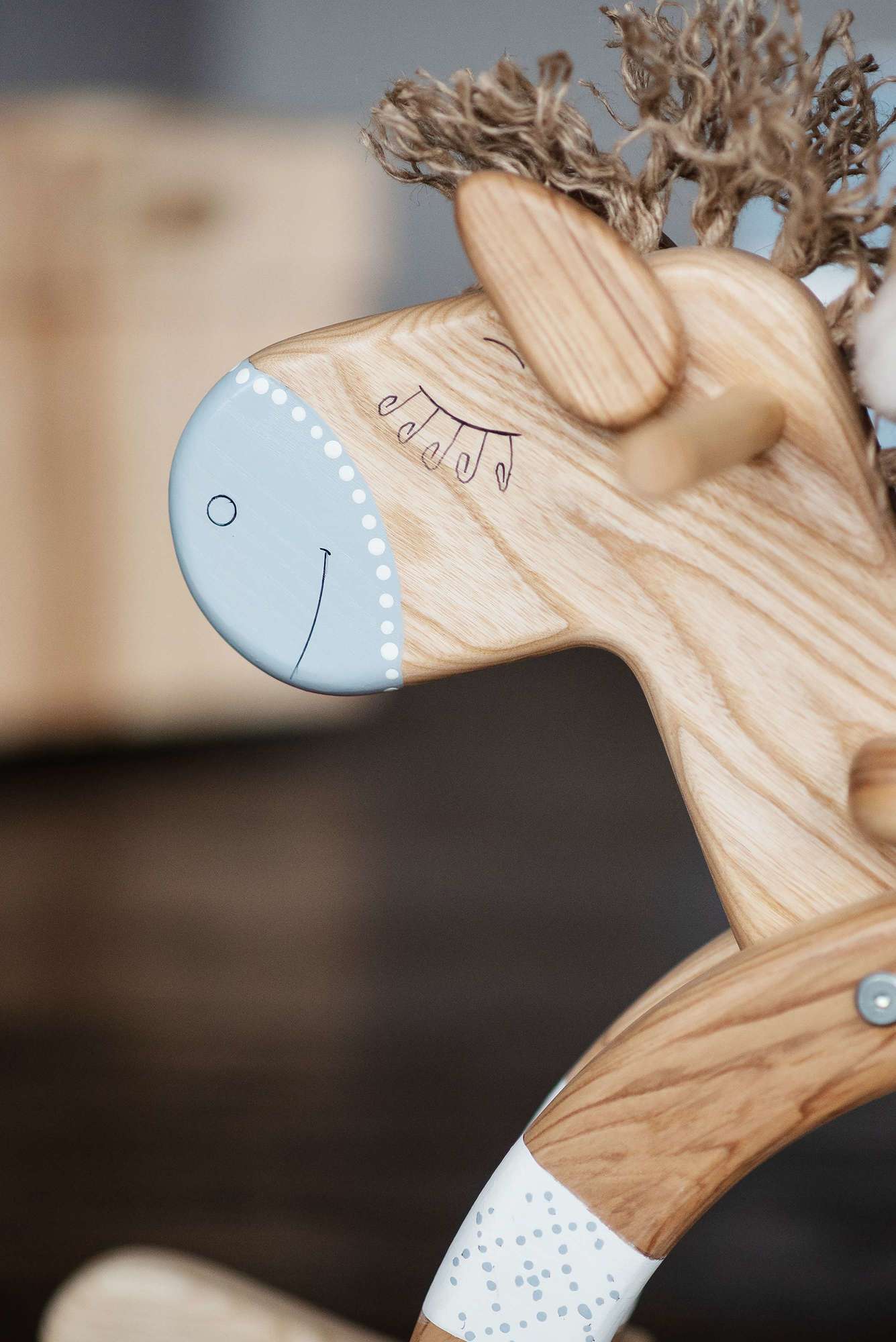 Лошадка-качалка серо-голубая