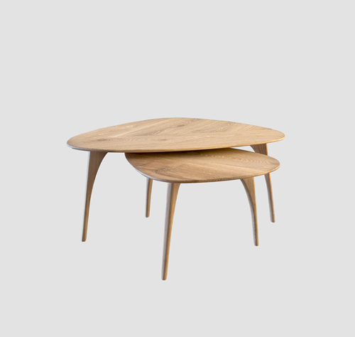 Комплект журнальных столиков из массива дуба GRU (натуральный дуб) - 2 шт.