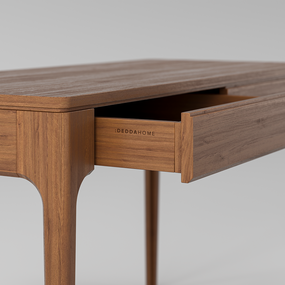 Письменный стол из массива дерева (беленый дуб / Арктика) HUGO c 2-я ящиками