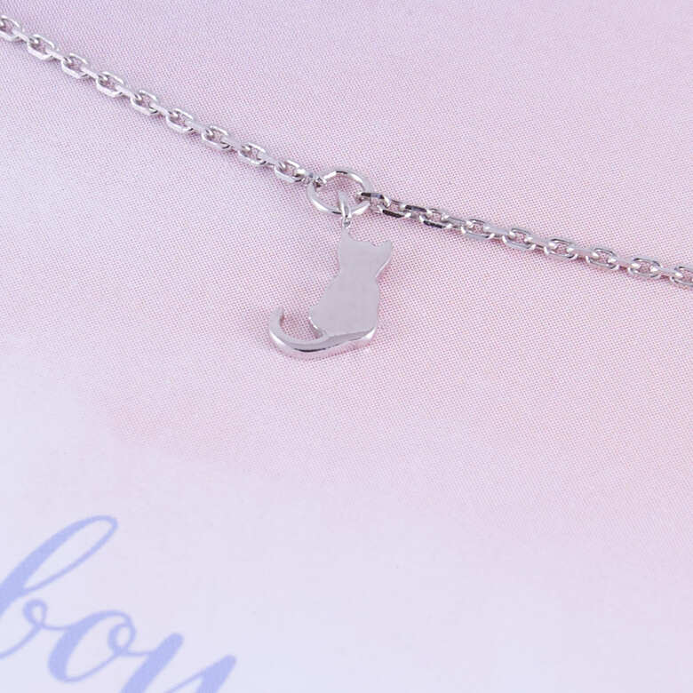 Кошка, браслет на цепочке (Серебро 925º)