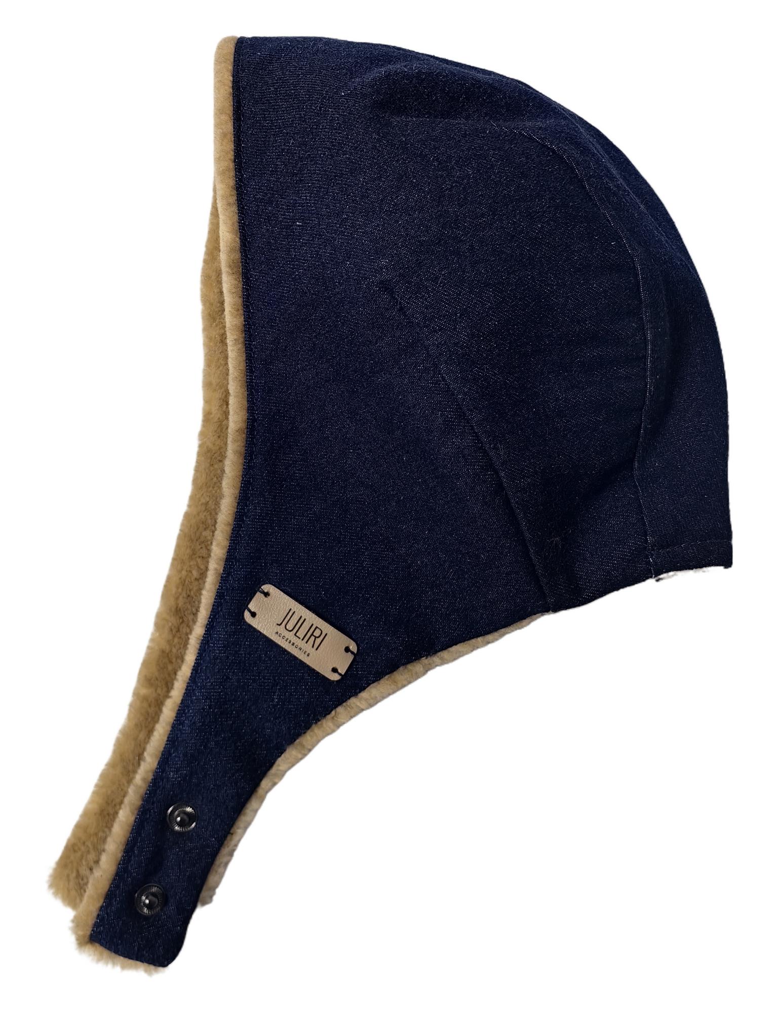 Чепчик на меху из джинса