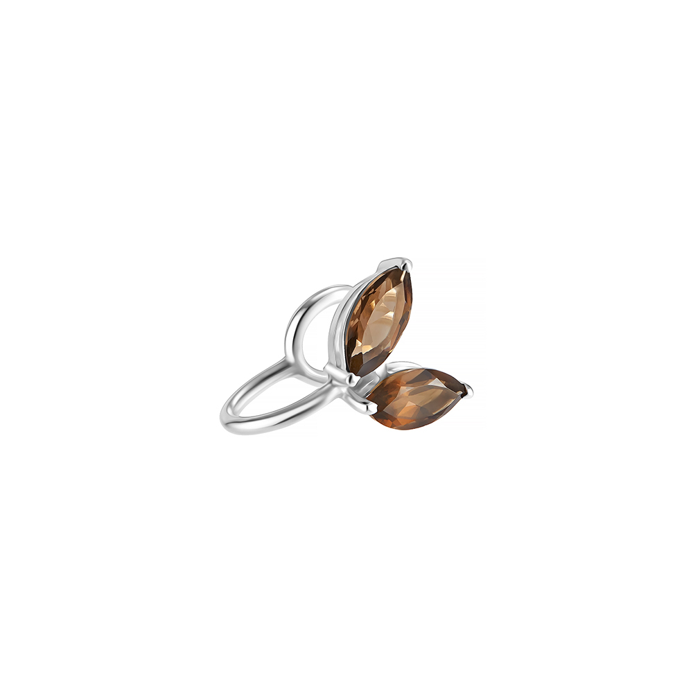 кафф Smoky Topaz Two Leaves | Smoky