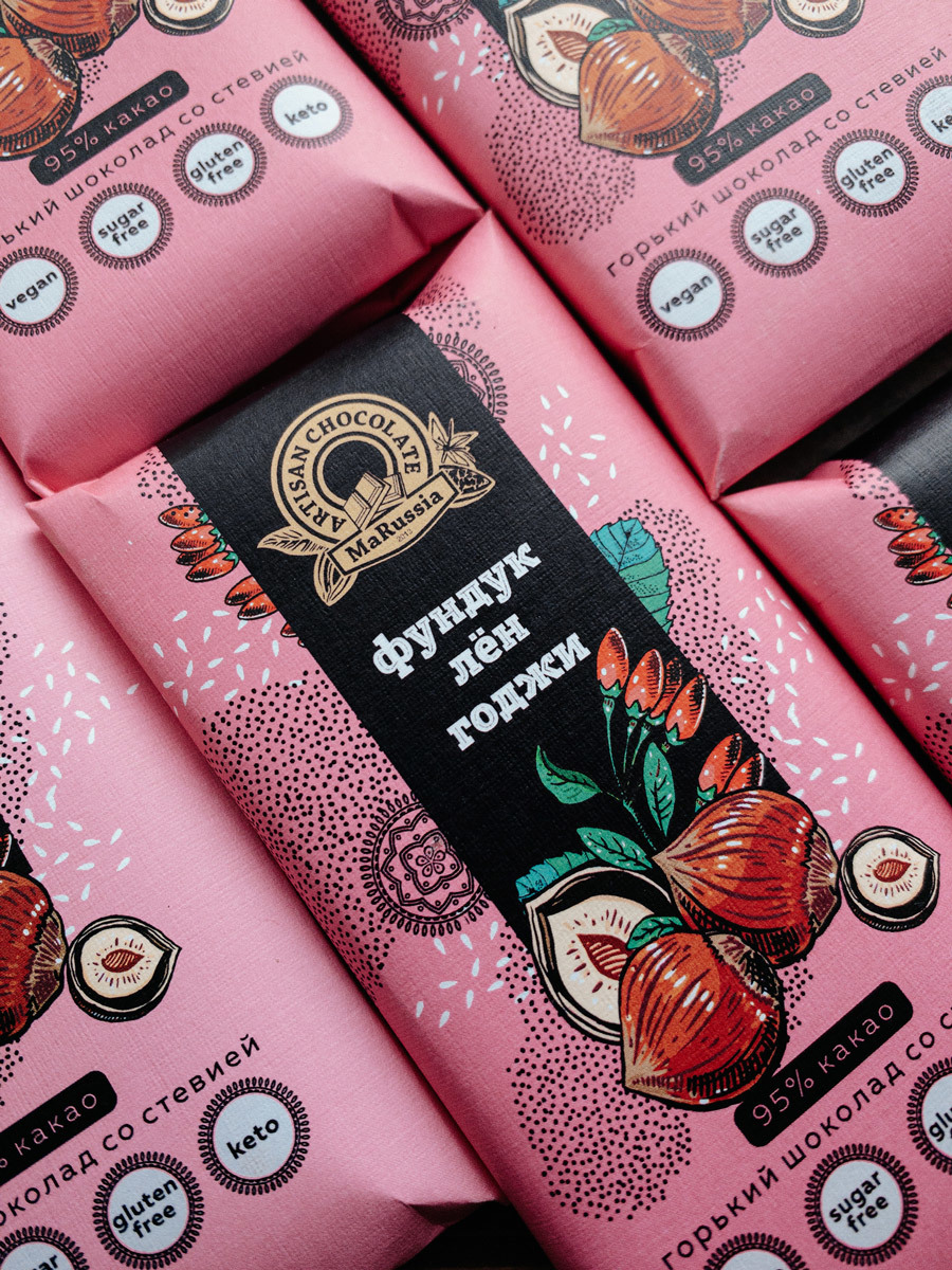 Фундук + лён + годжи | шоколад без сахара