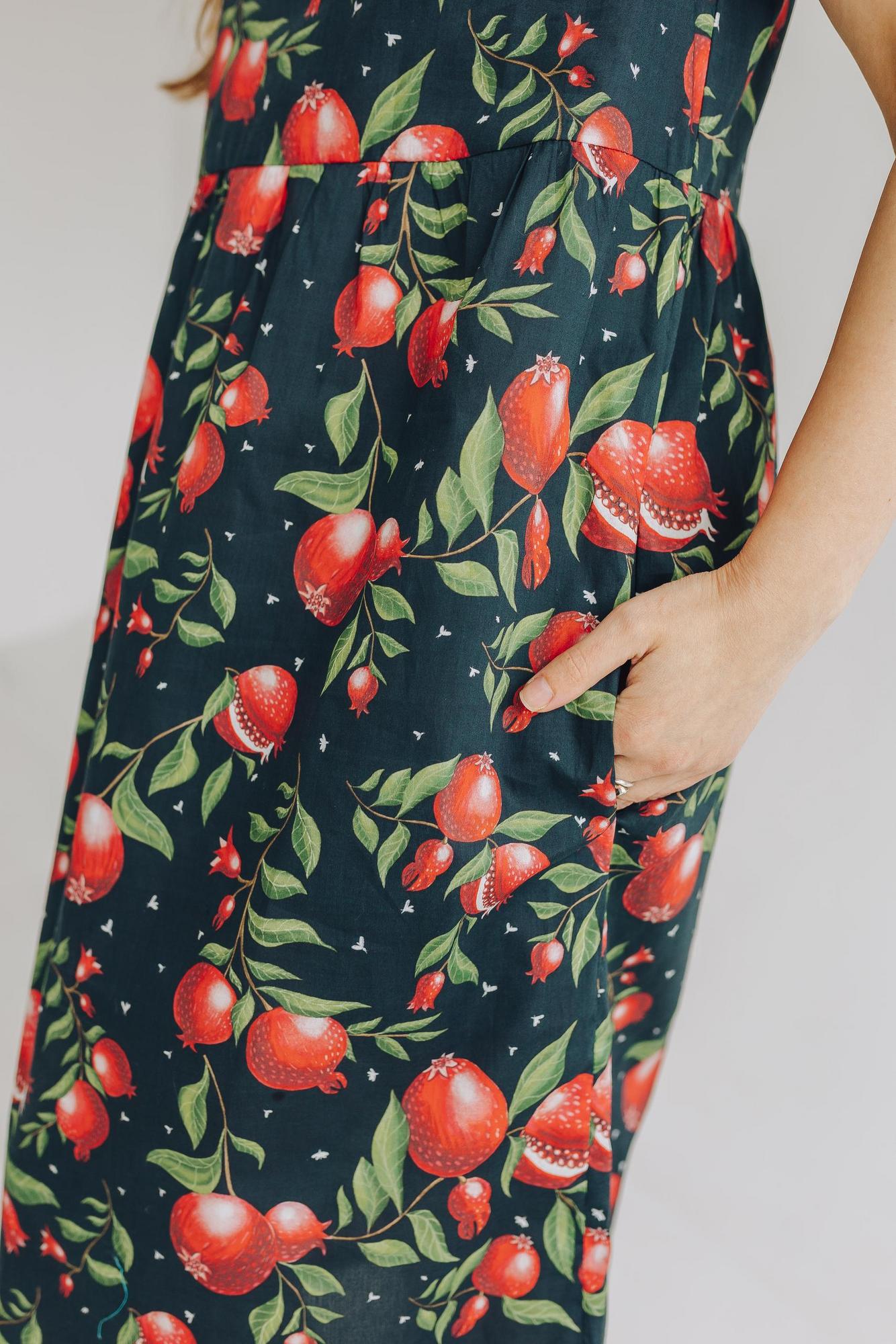 Платье Чайка - Принт Гранаты