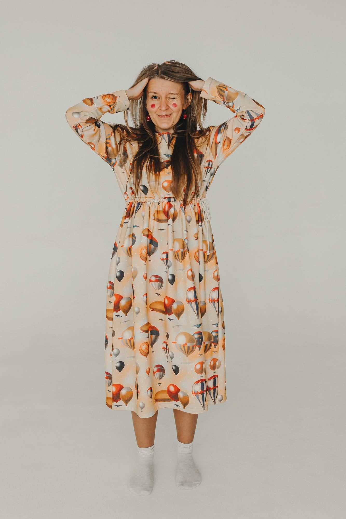 Платье Голубка - Принт Киты Не Летают