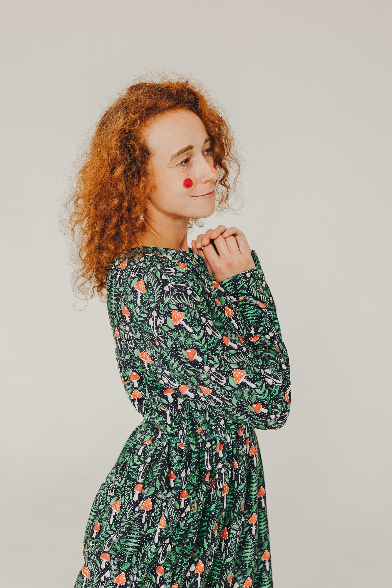 Платье Голубка - Принт Грибы