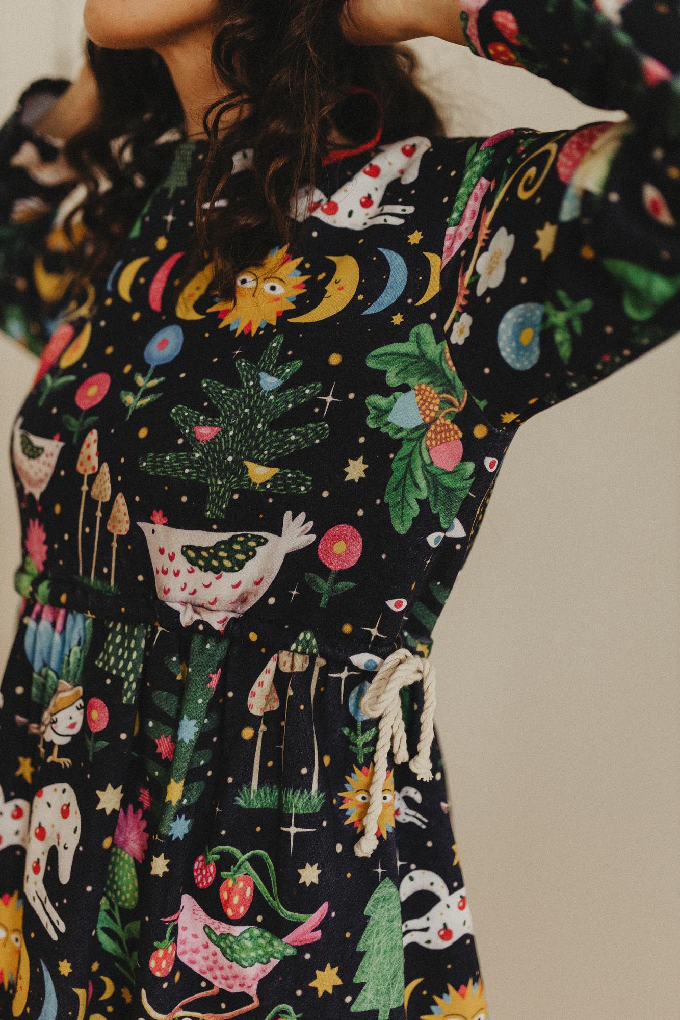 Платье Голубка - Принт Сказка