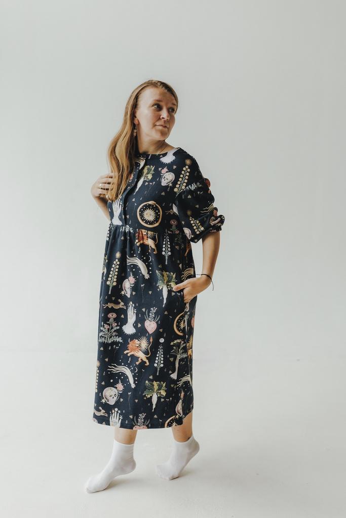 Платье Курочка - Принт Алхимия