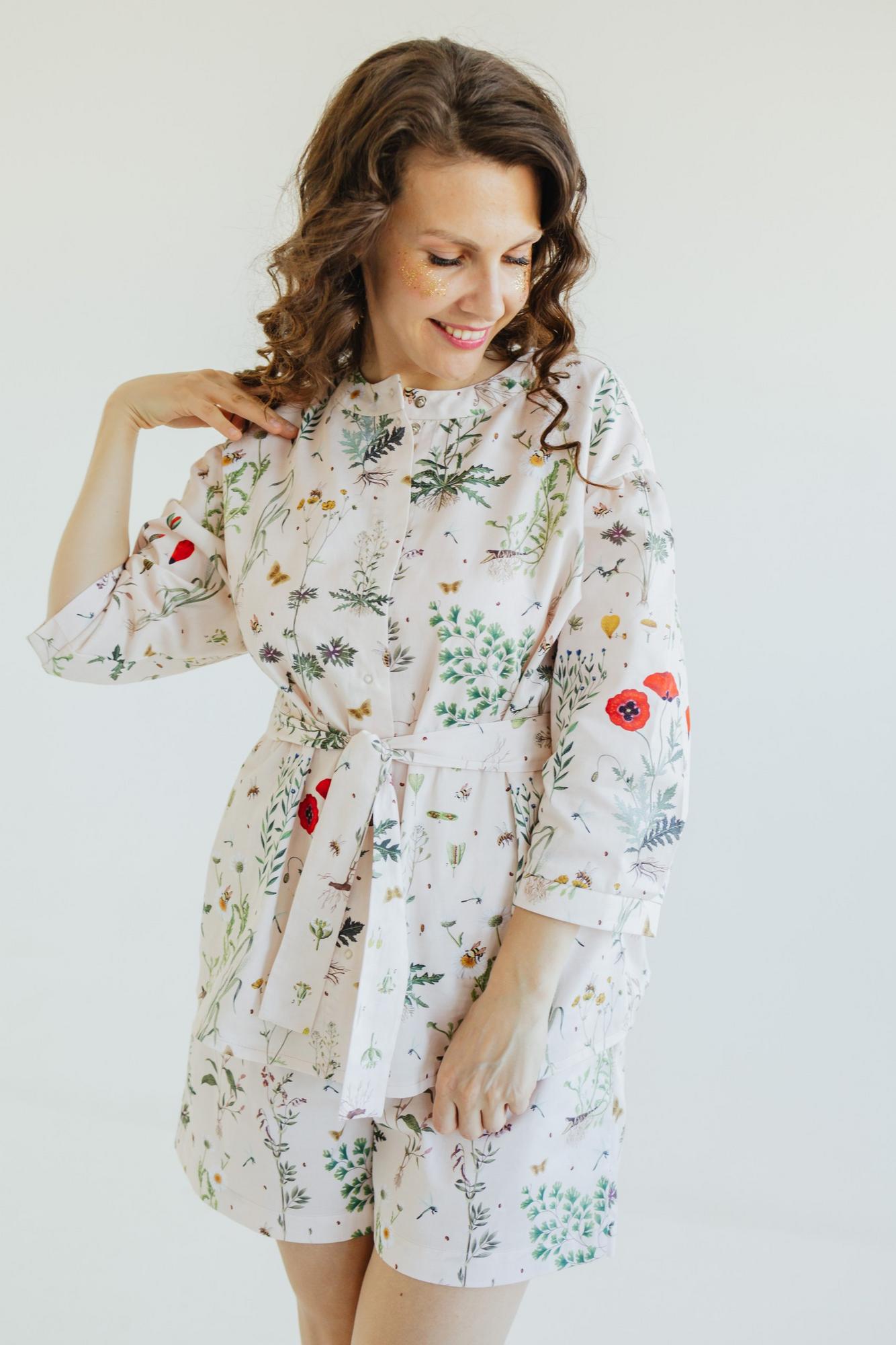 Костюм C Шортами - Принт Ботаника