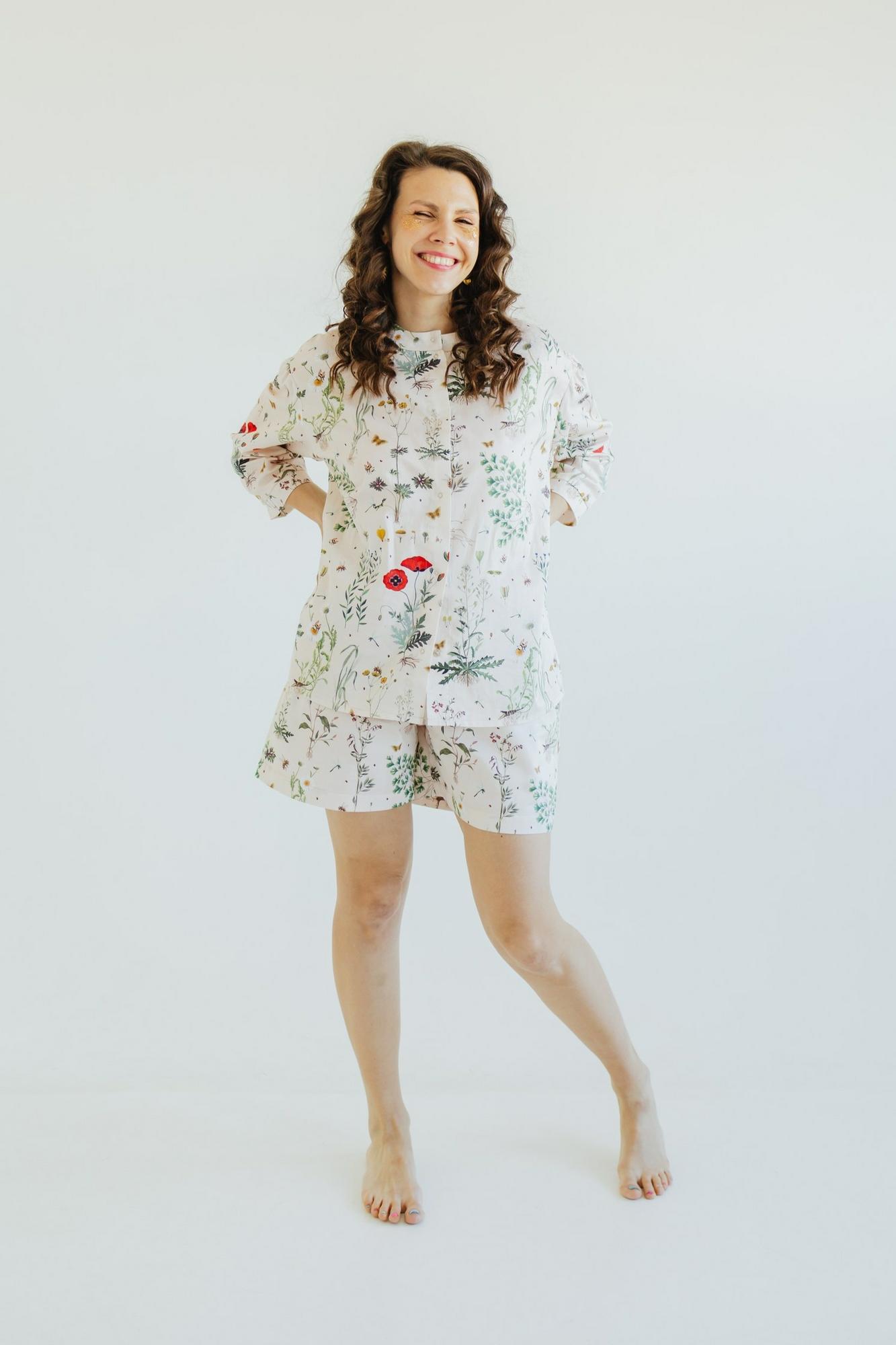 Костюм C Шортами - Принт Ботаника