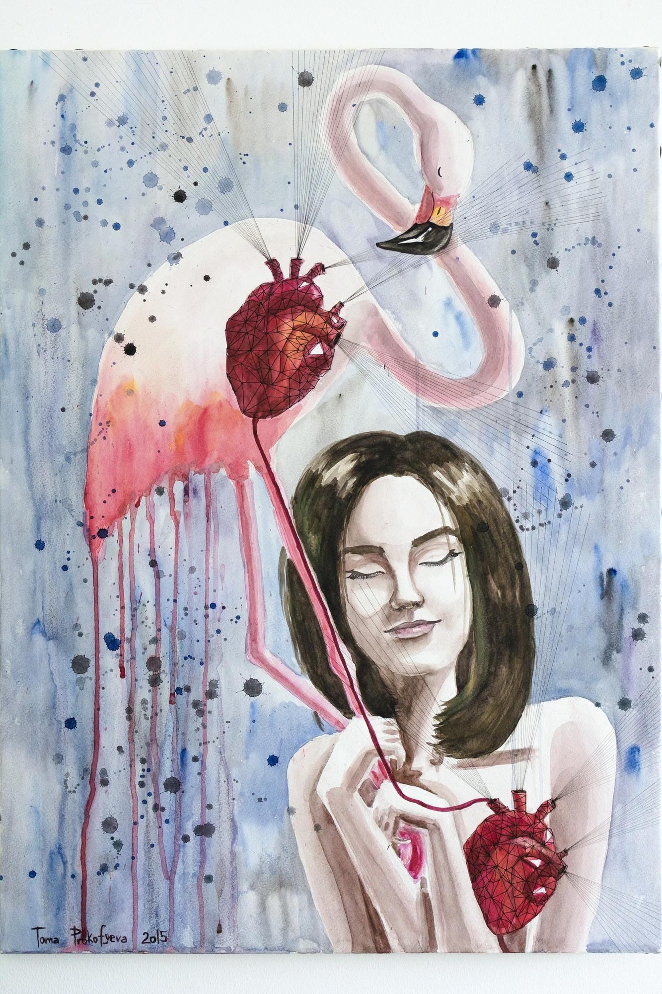 Сердечность с фламинго