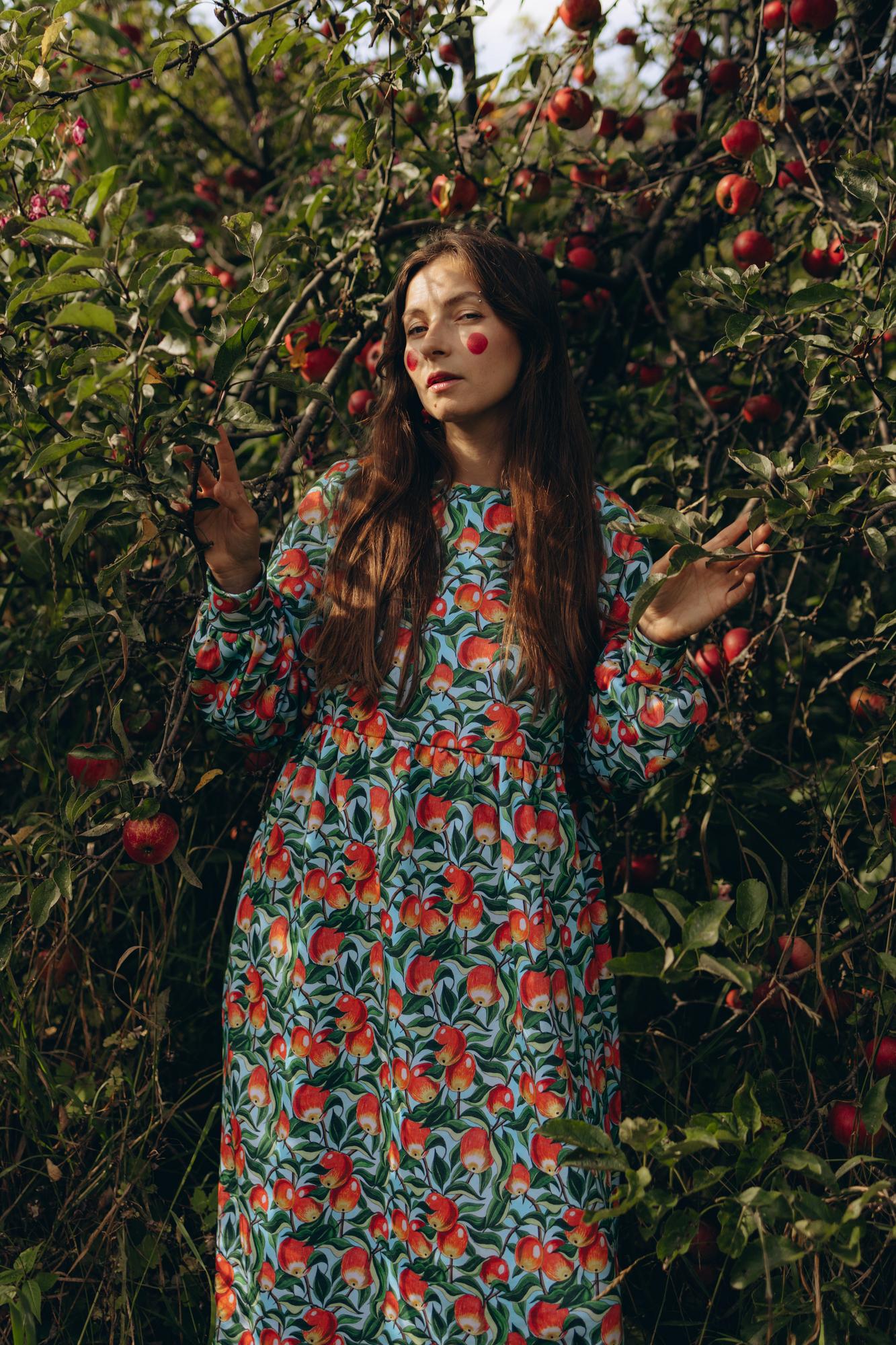 Платье Ласточка - Принт Яблочки